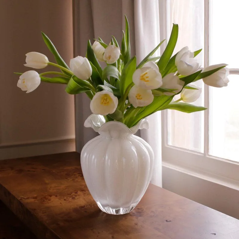 Beatriz Ball Glass Vento Petal Vase Cream at Galleria Riverside