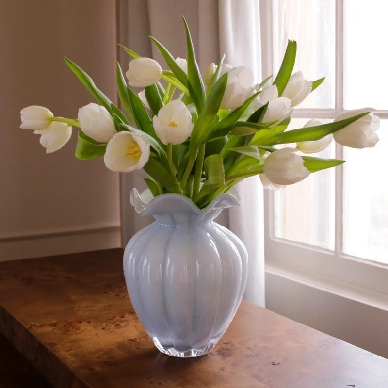 Beatriz Ball Glass Vento Petal Vase Periwinkle at Galleria Riverside