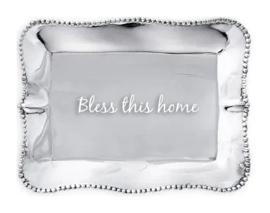 Beatriz Ball Giftables Pearl Denisse Rectangular Engraved Tray "Bless this home" at Galleria Riverside
