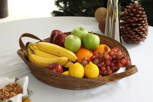 Calaisio Serveware & Serving Pieces Fruit Baskets & Bowls Handwoven Oval Centerpiece Tray with Handle at Galleria Riverside