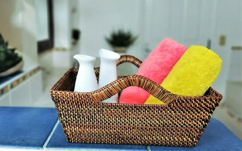 Calaisio Bath & Vanity Handwoven Bathroom Storage & Accessories Handwoven Small Bathroom Tote Basket at Galleria Riverside