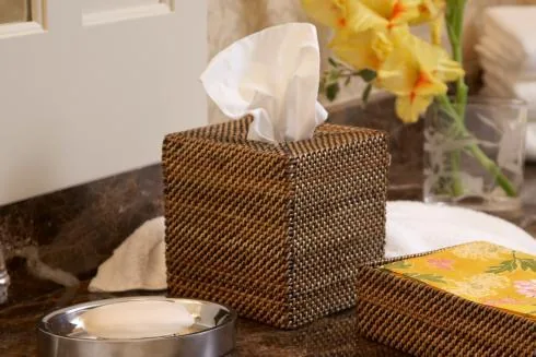 Calaisio Bath & Vanity Handwoven Bath & Vanity Accessories Handwoven Square Tissue Box Cover at Galleria Riverside