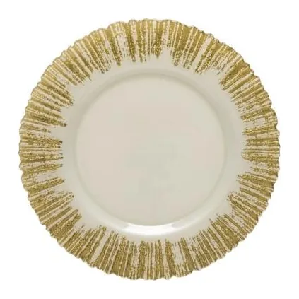 Costa Nova - Casafina Gianna Glass charger plate w/ gold rim at Galleria Riverside