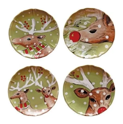 Costa Nova - Casafina Deer Friends Set 4 Salad Plates 9", Green at Galleria Riverside