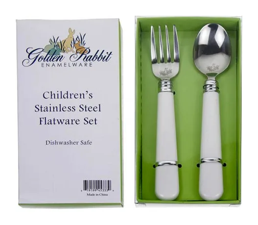 Golden Rabbit Child Sets Flatware Sets Solid White Flatware Set at Galleria Riverside