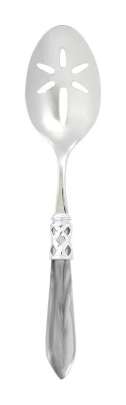 VIETRI Aladdin Brilliant Brilliant Light Gray Slotted Serving Spoon at Galleria Riverside