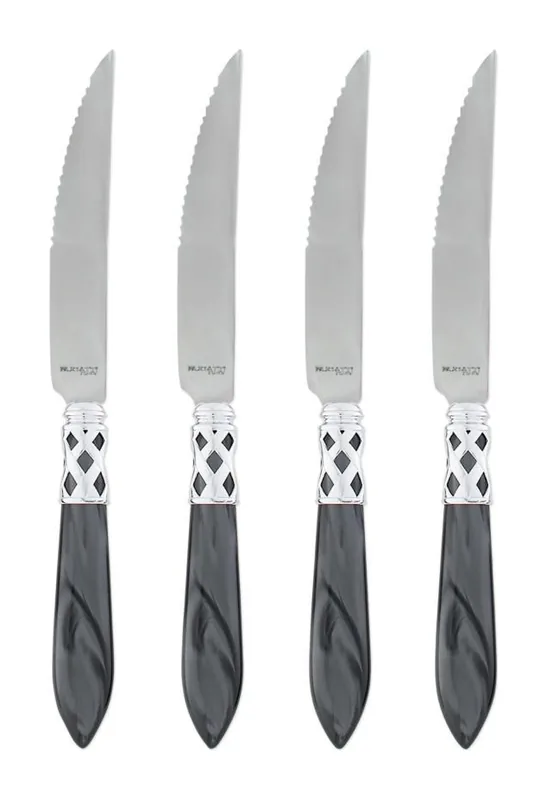 VIETRI Aladdin Brilliant Brilliant Charcoal Steak Knives - Set of 4 at Galleria Riverside