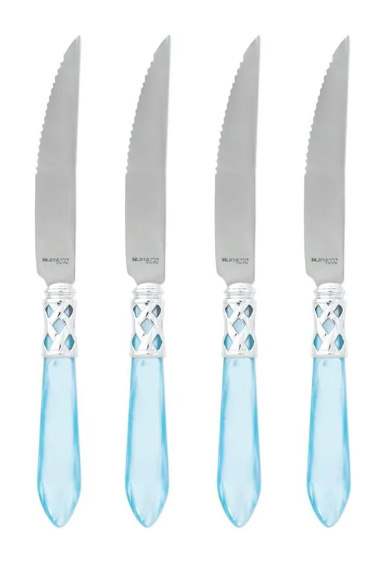 VIETRI Aladdin Brilliant Brilliant Light Blue Steak Knives - Set of 4 at Galleria Riverside