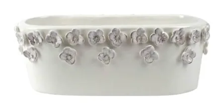 VIETRI Rustic Garden White Flower Oval Planter at Galleria Riverside