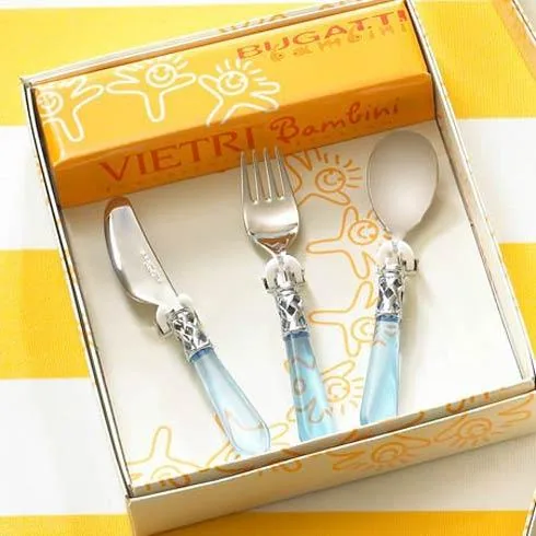 VIETRI Aladdin Brilliant Brilliant Clear Blue Three-Piece Children's Set at Galleria Riverside