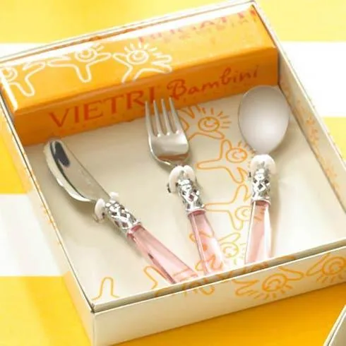 VIETRI Aladdin Brilliant Brilliant Clear Pink Three-Piece Children's Set at Galleria Riverside