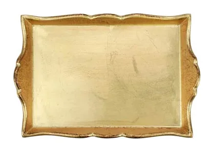 VIETRI Florentine Wooden Accessories Gold Handled Small Rectangular Tray at Galleria Riverside
