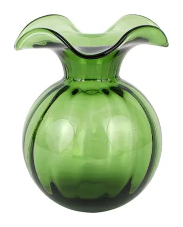 VIETRI Hibiscus Glass Dark Green Medium Fluted Vase at Galleria Riverside