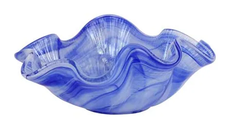 VIETRI Onda Glass Cobalt Ruffled Round Bowl at Galleria Riverside