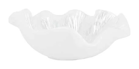 VIETRI Onda Glass White Ruffled Round Bowl at Galleria Riverside