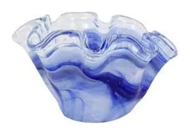 VIETRI Onda Glass Cobalt Petite Ruffled Bowl at Galleria Riverside