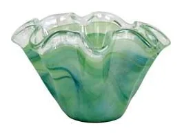 VIETRI Onda Glass Green Petite Ruffled Bowl at Galleria Riverside