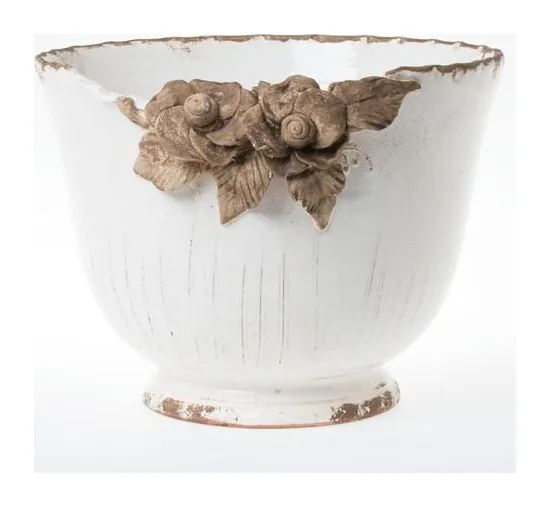 VIETRI Rustic Garden White Planter w/ Flowers at Galleria Riverside