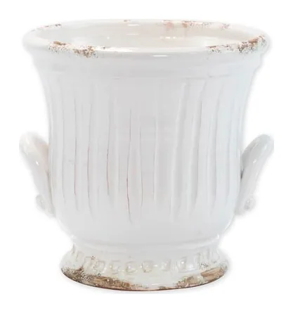 VIETRI Rustic Garden White Medium Handled Cachepot at Galleria Riverside