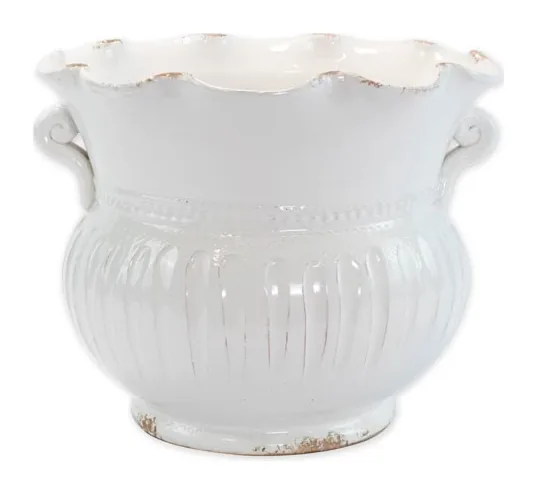 VIETRI Rustic Garden White Large Scallop Planter at Galleria Riverside
