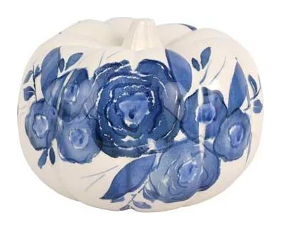 Viva by Vietri Blue Camellia Medium Figural Pumpkin at Galleria Riverside