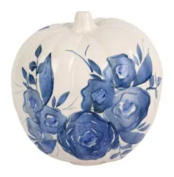 Viva by Vietri Blue Camellia Tall Figural Pumpkin at Galleria Riverside